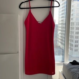 Red silk dress from Zara